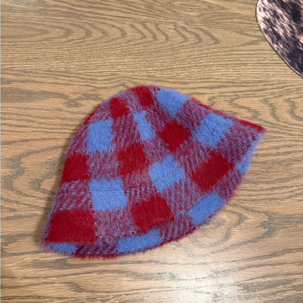 Urban Outfitters Plaid Bucket Hat - Red and Blue